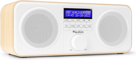 DAB Radio met FM - Audizio Novara - Stereo - 40 Watt - 20 Voorkeurszenders  - Wit | bol.com