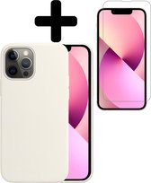 Hoesje Geschikt voor iPhone 13 Pro Hoesje Siliconen Case Met Screenprotector - Hoes Geschikt voor iPhone 13 Pro Hoes Siliconen - Wit