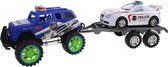 politiejeep met autoaanhanger blauw/wit 50 cm