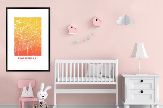 Cadre photo avec affiche - Plan de la ville - Roosendaal - Jaune - 80x120 cm - Cadre pour affiche