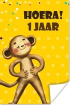 Poster Verjaardag - Kind - 1 jaar - Knuffeldier - 60x90 cm