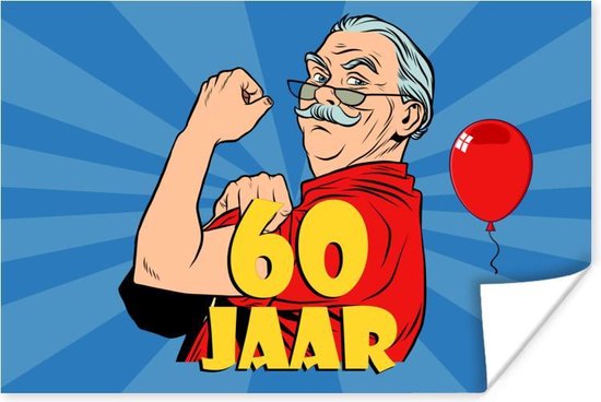 Poster Verjaardag - Jubileum - 60 jaar - Man - 30x20 cm | bol