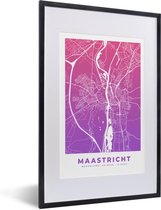 Fotolijst incl. Poster - Stadskaart - Maastricht - Paars - Roze - 40x60 cm - Posterlijst - Plattegrond