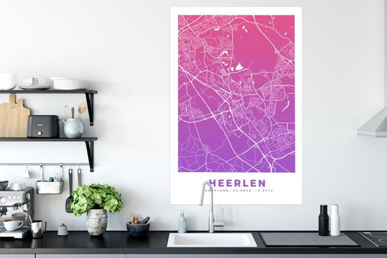 Poster Plan de ville - Heerlen - Nederland -Bas - Violet - 80x120 cm