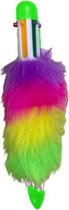 Fluffy balpen groen met 6 kleuren inkt