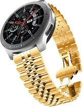 Stalen Smartwatch bandje - Geschikt voor Strap-it Samsung Galaxy Watch 46mm Jubilee stalen band - goud - Strap-it Horlogeband / Polsband / Armband