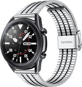 Stalen Smartwatch bandje - Geschikt voor  Samsung Galaxy Watch 3 45mm roestvrij stalen band - zilver/zwart - Strap-it Horlogeband / Polsband / Armband