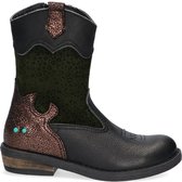 Bunnies JR 221825-789 Meisjes Cowboy Boots - Zwart/Groen - Leer - Ritssluiting