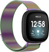 Milanees Smartwatch bandje - Geschikt voor  Fitbit Sense Milanese band - regenboog - Maat: S - Strap-it Horlogeband / Polsband / Armband