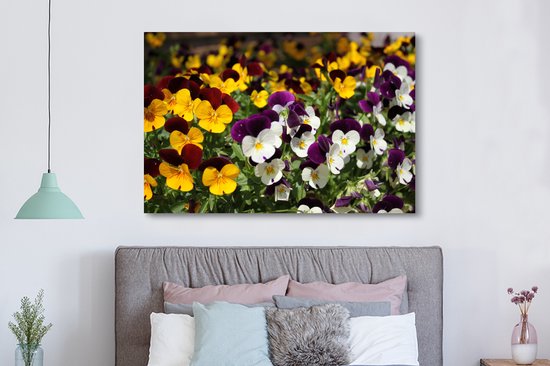 Toile Peinture Violettes Colorées - 180x120 cm - Décoration murale XXL