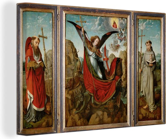 Canvas Schilderij Altarpiece of St Michael - schilderij van Gerard David - 90x60 cm - Wanddecoratie