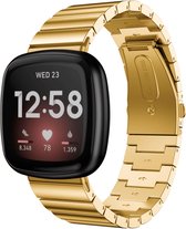 Strap-it Metalen smartwatch bandje - geschikt voor Fitbit Versa 3 / Fitbit Sense - goud