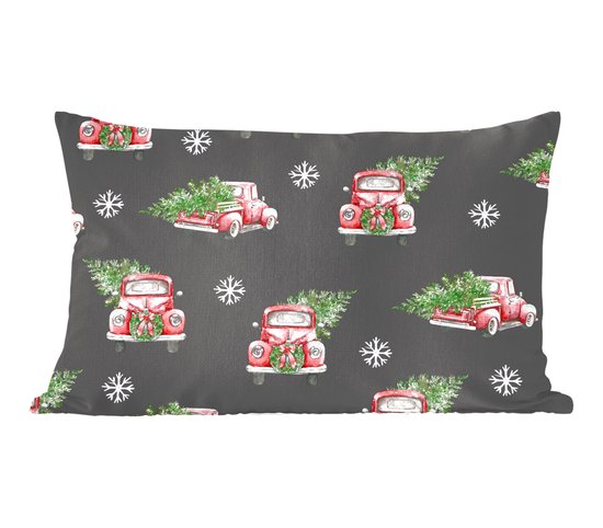 Sierkussens - Kussentjes Woonkamer - 50x30 cm - Kerst - Patroon - Auto - Kerstversiering - Kerstdecoratie voor binnen - Woonkamer