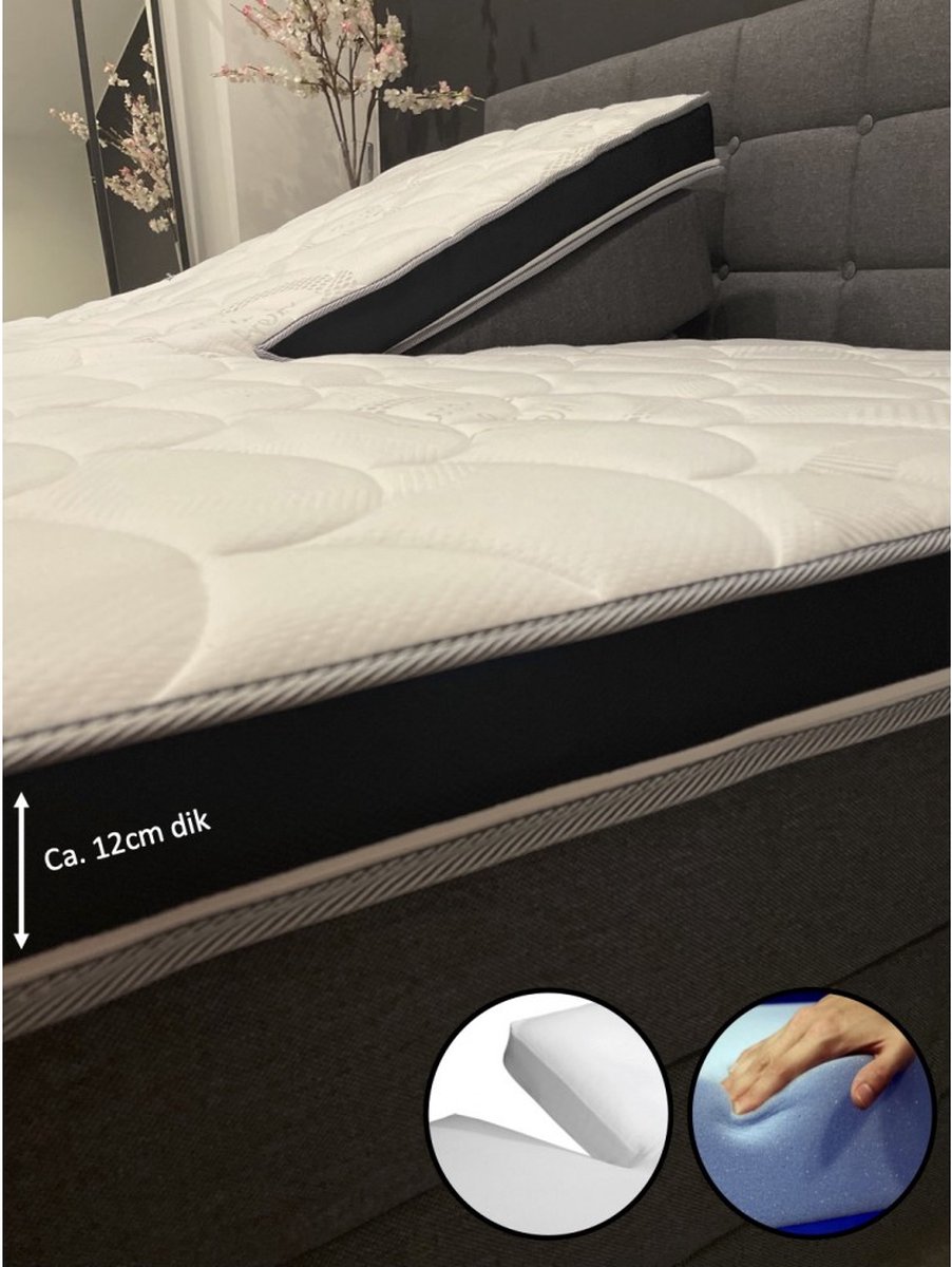 dreambedden Hilton Hotel Splittopper - 160x220 - Medium - HR60 Koudschuim - ca. 12 cm dik - Cool & Fresh - SPLIT wit