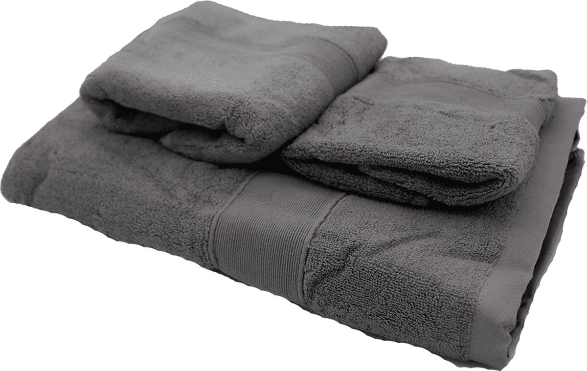 Microvezelstore.nl - Luxe handdoeken set 3-delig - Hotelkwaliteit - 70 x 140 cm - 35 x 75 cm - 30 x 30 cm - Grijs
