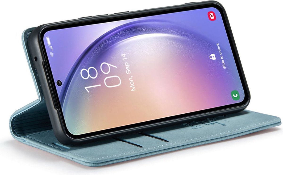 Samsung Galaxy A25 Bookcase hoesje - CaseMe - Effen Aqua - Kunstleer