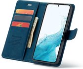 CaseMania Bookcase hoesje geschikt voor Samsung Galaxy S24 - Effen Donkerblauw - Kunstleer