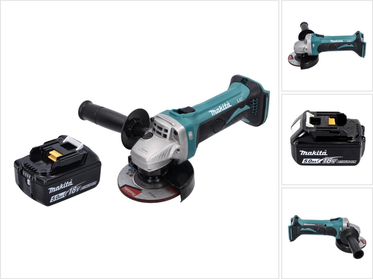 Makita DGA 452 T1 accu haakse slijper 18 V 115 mm + 1x accu 5,0 Ah - zonder oplader