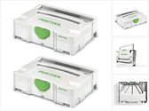 Festool 2 x Systainer T-LOC SYS 1 TL mallette à outils gris clair connectable (497563)