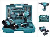 Makita DHP 453 SA2X5 accu klopboormachine 18 V 42 Nm + 2x accu 2.0 Ah + lader + 101-delige accessoireset + koffer