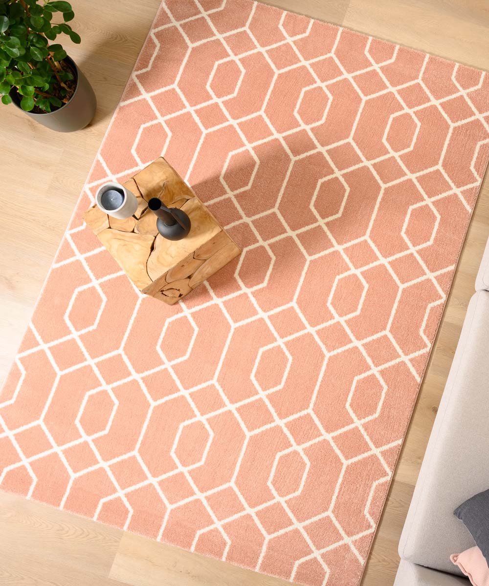 Tapeso Geometrisch vloerkleed - Aria lichtroze 160x230