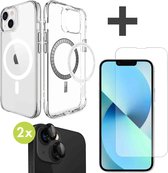 iMoshion Geschikt voor MagSafe Hoesje & Screenprotector Gehard Glas & 2 Pack Camera Lens Protector Geschikt voor iPhone 13 - Transparant