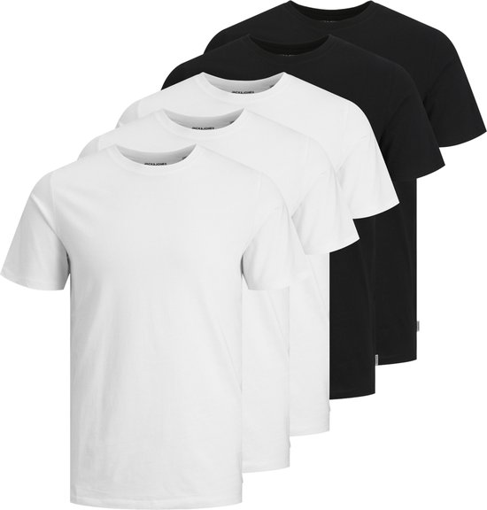 Jack & Jones T-shirt ronde hals - 5 Pack Noir-Blanc - 12191190 - M