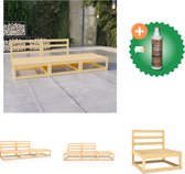 vidaXL 3 delige Loungeset massief grenenhout Tuinset Inclusief Houtreiniger en verfrisser