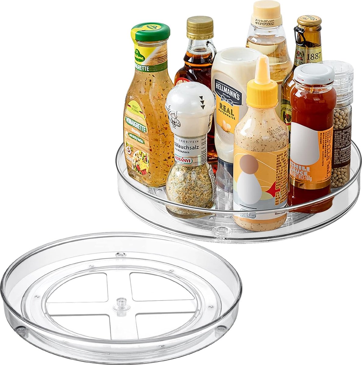 Koelkastorganizer 27 cm + 23 5 cm 2 Stuks Roterende Koelkastorganizer voor Keukentafel Bijkeuken Kast of Kaptafel