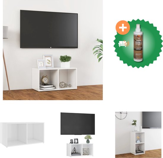 vidaXL Tv-meubel 72x35x36-5 cm spaanplaat hoogglans wit - Kast - Inclusief Houtreiniger en verfrisser