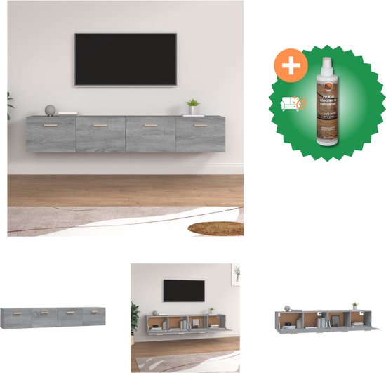 vidaXL Wandkast 100x36,5x35 cm bewerkt hout grijs sonoma eikenkleurig, kast, halkast, bijzet kast, bijzetkast, gangkast, tv-kast, mediakast