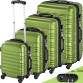 TecTake Kofferset 4 delig , ABS hardshell, kleur groen - 402028
