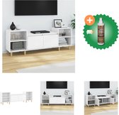 vidaXL Tv-meubel 160x35x55 cm bewerkt hout hoogglans wit - Kast - Inclusief Houtreiniger en verfrisser