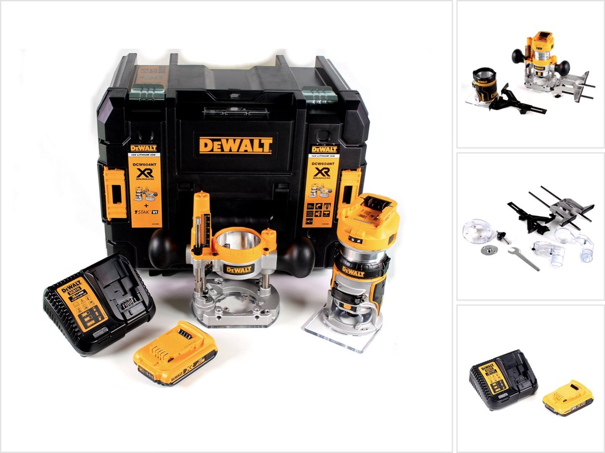 DeWalt DCW 604 D1 accu combifrees 18V 55 mm + 1x accu 2.0 Ah + 1x snellader in TSTAK
