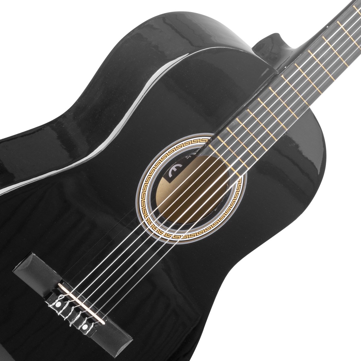 Klassieke Akoestische Gitaar 4/4 - Met Nylon Snaren - MAX SoloArt - Beginnersset met Accessoires - Zwart thumbnail 3