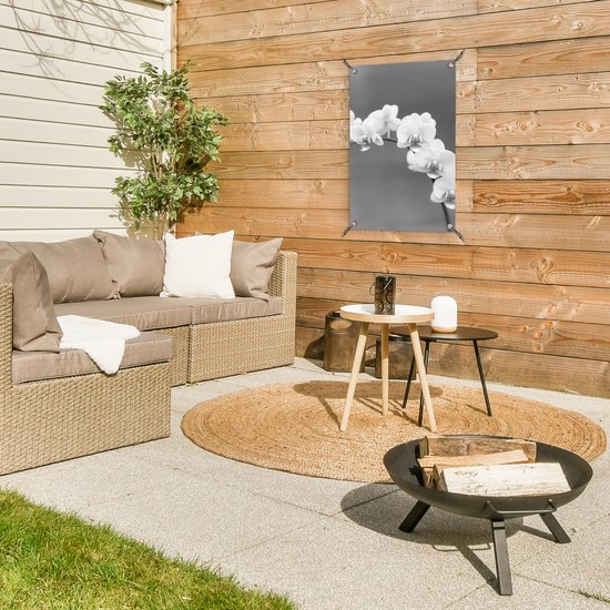 Décoration de jardin Orchidée - Fleurs - Plante - Wit - Violet - 40x60 cm - Poster jardin - Toile jardin - Poster extérieur