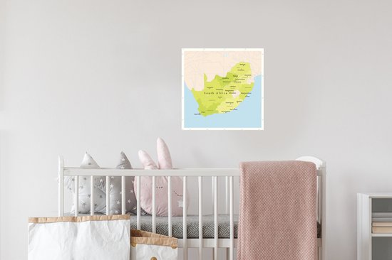 Sticker Muursticker Illustration Afrique du Afrique - Illustration carte verte de l'Afrique du Afrique - 30x30 cm - film adhésif autocollant - sticker mural repositionnable