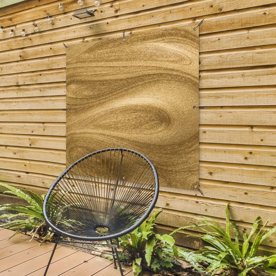 Tuinposter 100x100 cm - Tuindecoratie Goud - Glitter - Abstract - Luxe - Poster voor in de tuin - Buiten decoratie - Schutting tuinschilderij - Tuindoek muurdecoratie - Wanddecoratie balkondoek
