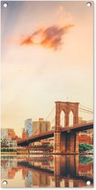 Tuinposter New York - Brooklyn - Bridge - Zonsondergang - 40x80 cm - Wanddecoratie Buiten - Tuinposter - Tuindoek - Schuttingposter - Tuinschilderij