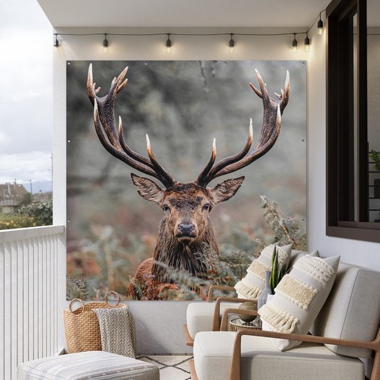 Affiche de Jardin Cerf - Nature - Automne - Animaux de la forêt - 200x200 cm - Toile de jardin - Affiche d'extérieur