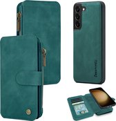 Casemania Hoesje Geschikt voor Samsung Galaxy S24 Emerald Green - 2 in 1 Magnetic Book Case met Rits