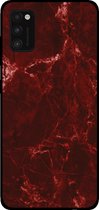 Smartphonica Telefoonhoesje voor Samsung Galaxy A41 met marmer opdruk - TPU backcover case marble design - Rood geschikt voor Samsung Galaxy A41