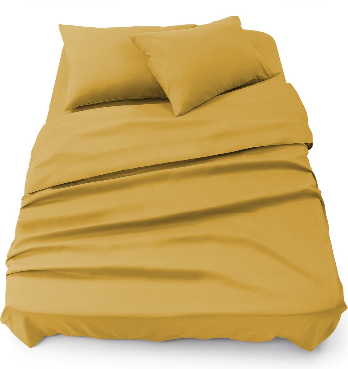 Blumtal 3-delige Set Bedlaken - Hoeslaken 180 x 200 x 30 cm - Laken 280 x 275 cm - 2 x Kussensloop 50 x 80 cm - Spicy Mustard