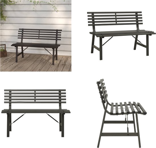 vidaXL Tuinbank 120 cm staal zwart, tuinbankje, bankje, terrasbankje