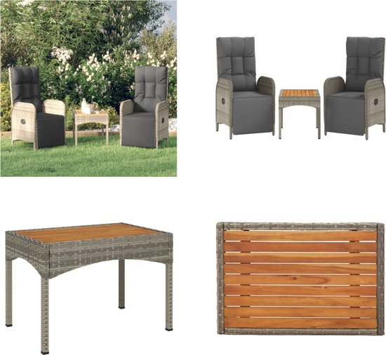 Tuinstoelen 2 st verstelbaar met tafel poly rattan zwart kopen