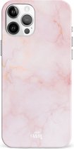xoxo Wildhearts Marble Dusty Pink - Single Layer - Hardcase hoesje geschikt voor iPhone 12 Pro Max hoesje roze - Roze shockproof case geschikt voor Apple iPhone 12 Pro Max hoesje marmer - Roze