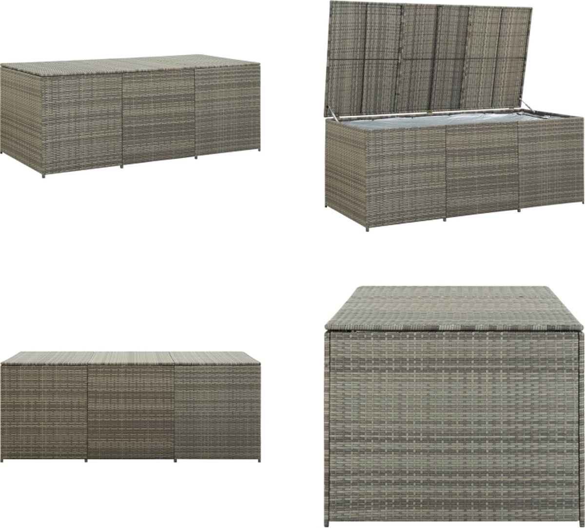 VidaXL Tuinbox 180x90x75 cm poly rattan grijs Opbergbox Opbergboxen Opbergkist Opbergkisten