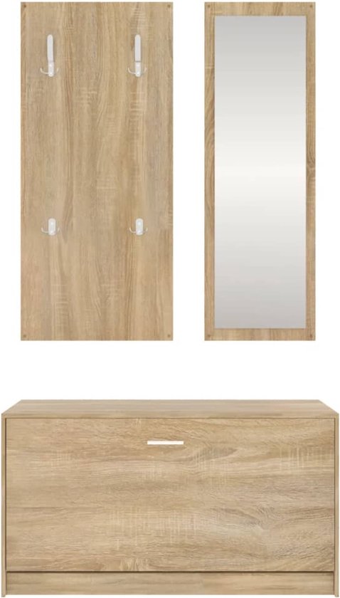 vidaXL Schoenenkastset 3-in-1 bewerkt hout sonoma eikenkleurig