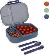 Klarstein Bunko Lunchbox - 3 Vakken - Inclusief 3-delig bestek - 21 X 14,5 X 5,5 cm (Bxhxd)