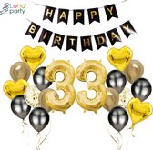 Loha-party®Folie ballon cijfer 33 -XXL cijfer 3-Gouden 33-Gouden hartje Folie ballonnen-33e verjaardag decoratie-“happy birthday”slinger-Versiering-Trouwdag-Feestpakket-Herdenkingsdag Decoratie kit-101cm（40inch）